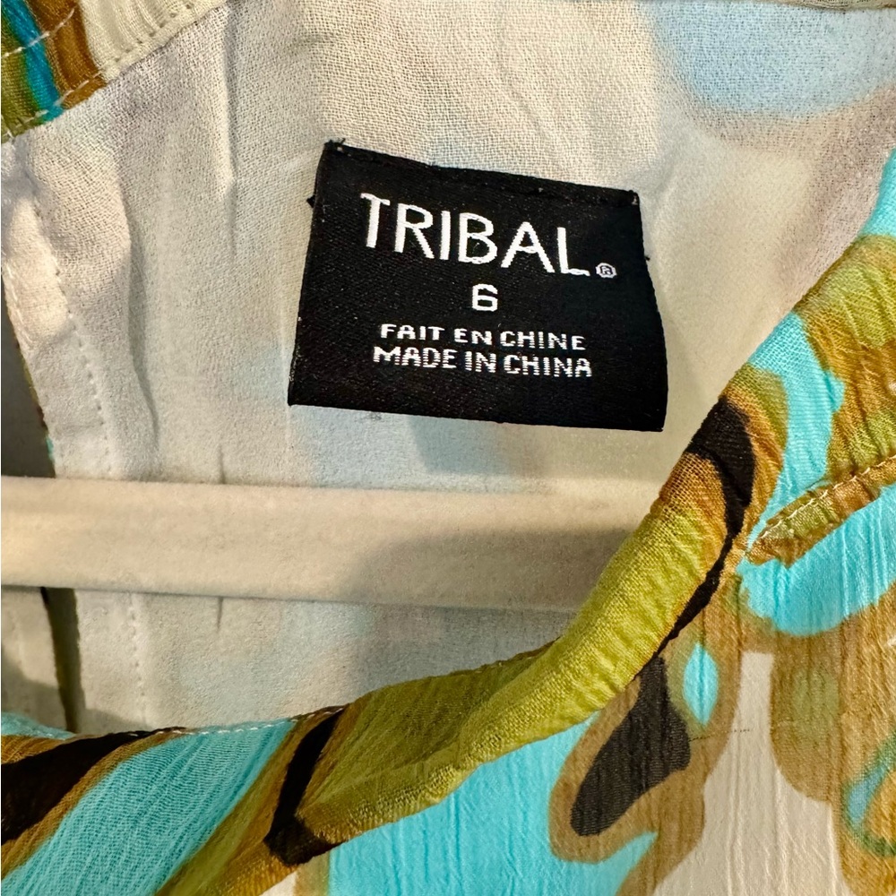 Tribal Turquoise and Olive Blouse